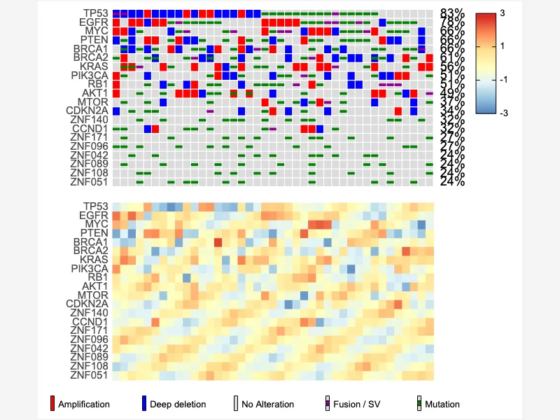 Oncoprint with a Paired Expression Heatmap