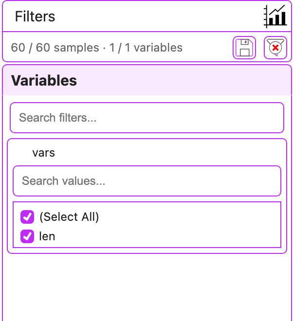 bms style, light: the data filter panel
