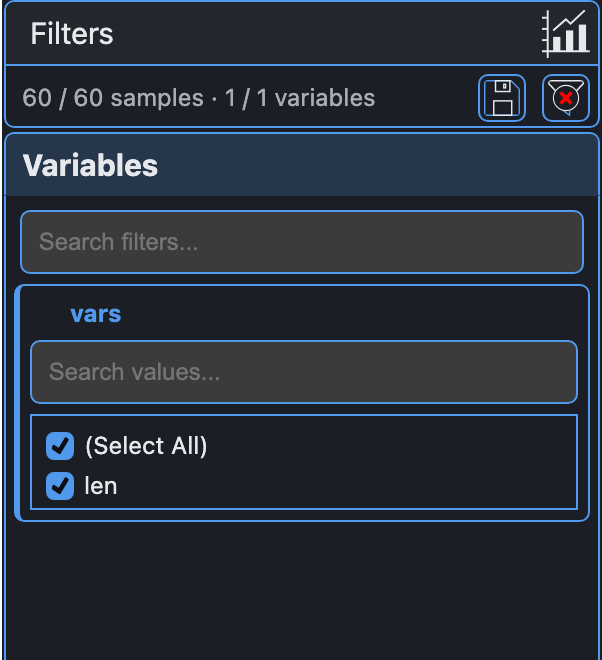 colorful style, dark: the data filter panel